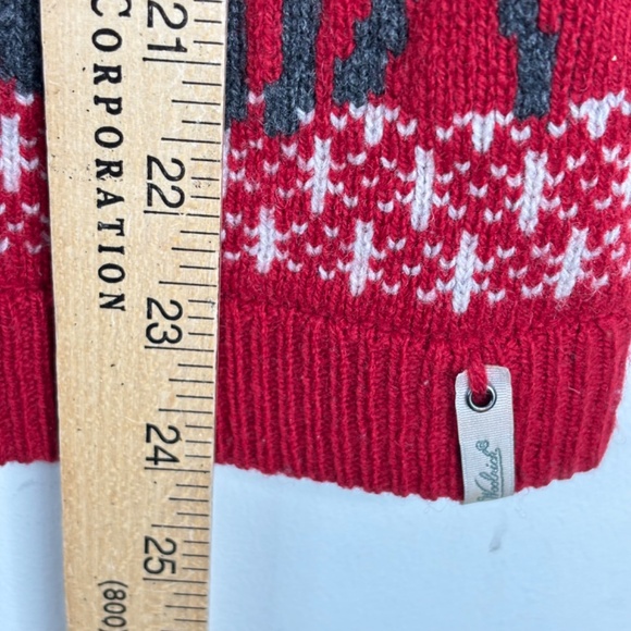 VTG Woolrich Christmas Sweater Vest M Red Zip Deer Fair Isle Holiday Nordic Ski - Picture 6 of 8